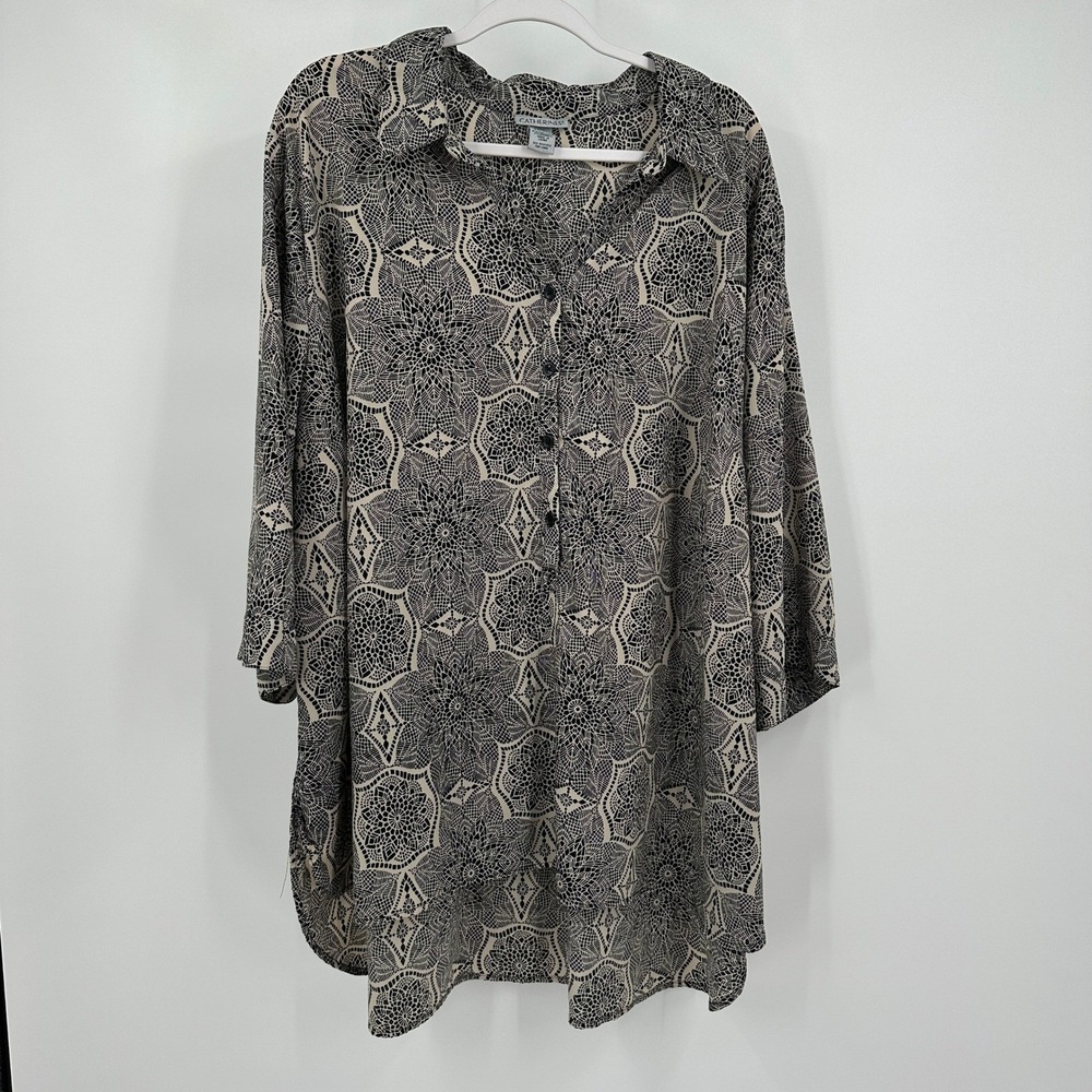 Catherines Womens Boho Mandala Top Sz 3X Modest Contemporary Office Professional